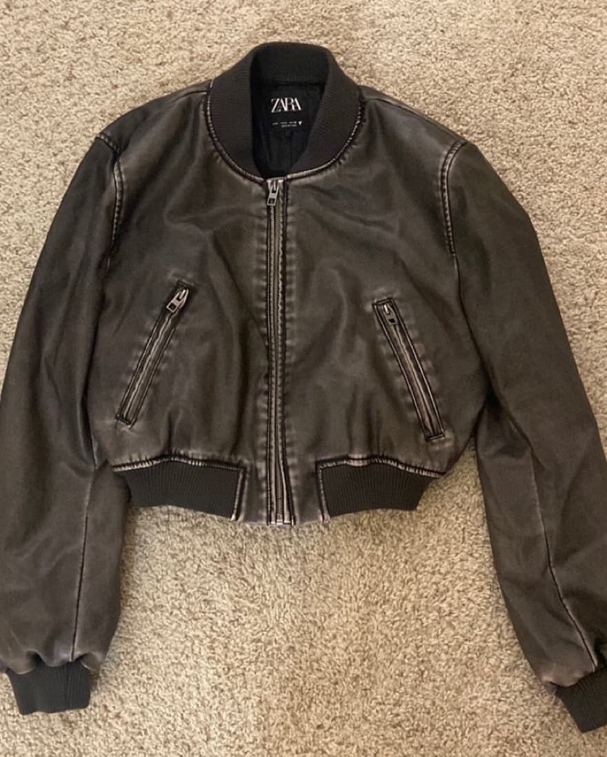 Dark Brown/Grey Bomber Jacket - Image 3