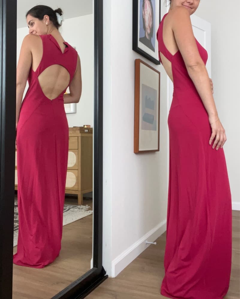 Dark Pink / Red Backless Maxi Dress - Image 4
