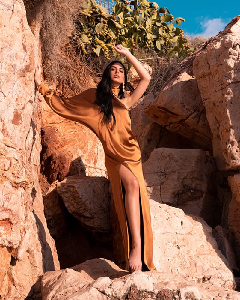 Brown Silk One Shoulder Gown - Image 3