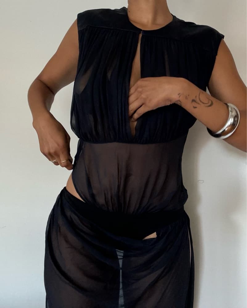 Christopher Esber Silk Drape Tuck Dress - Image 4