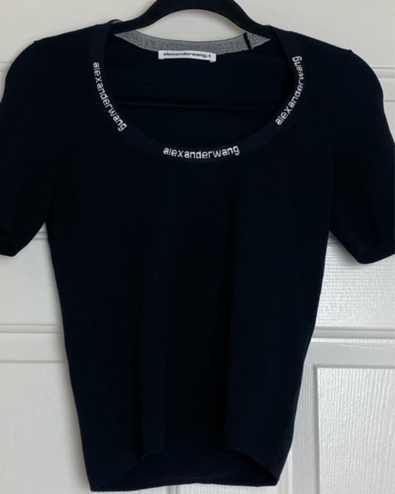 ALEXANDER WANG Logo Bodycon Tee Size M - Image 3