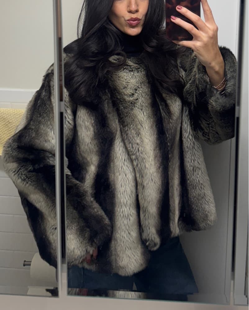 Vintage Oversized Faux Fur Coat - Image 1