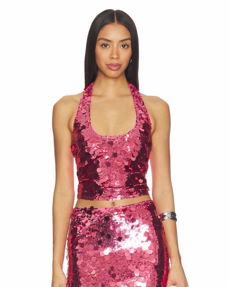 Mia Embellished Top Hot Pink  - Image 1
