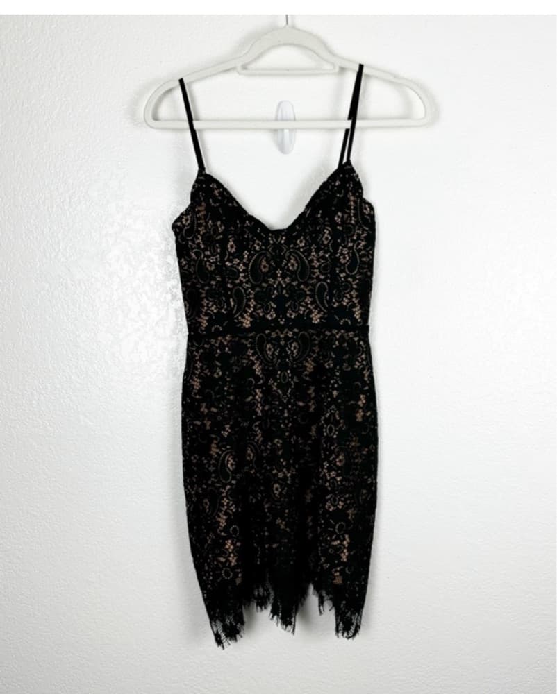 For Love & Lemons Lace Mini Dress Black - Image 4