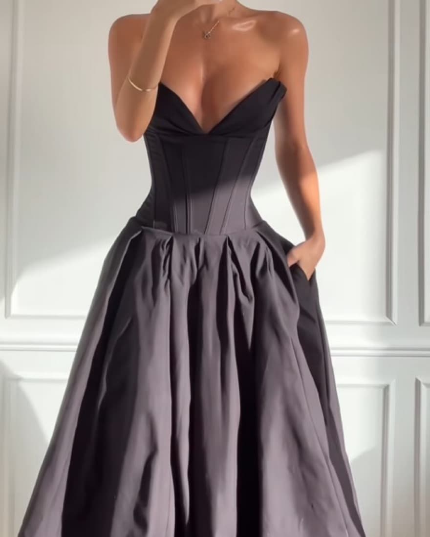 House Of CB Lady Black Corset Dress - Image 1