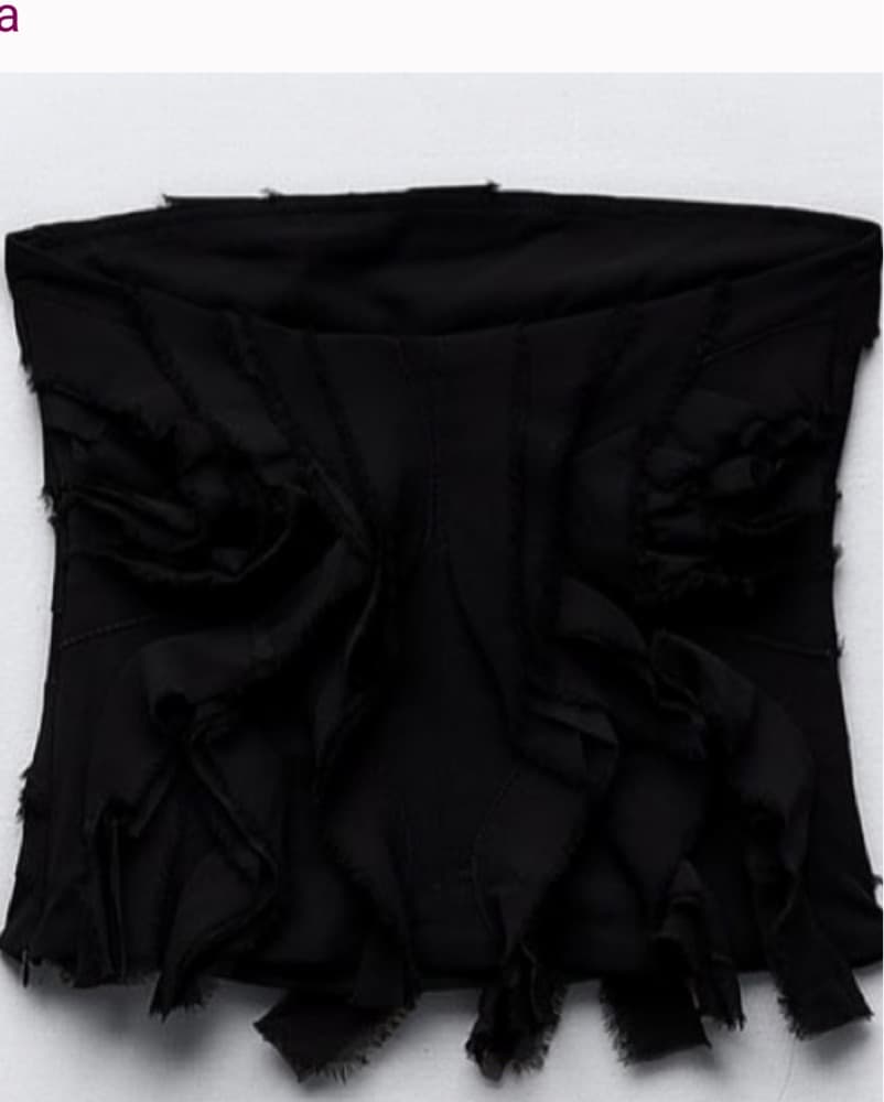 Black Chiffon Ruffle Strapless Top - Image 4