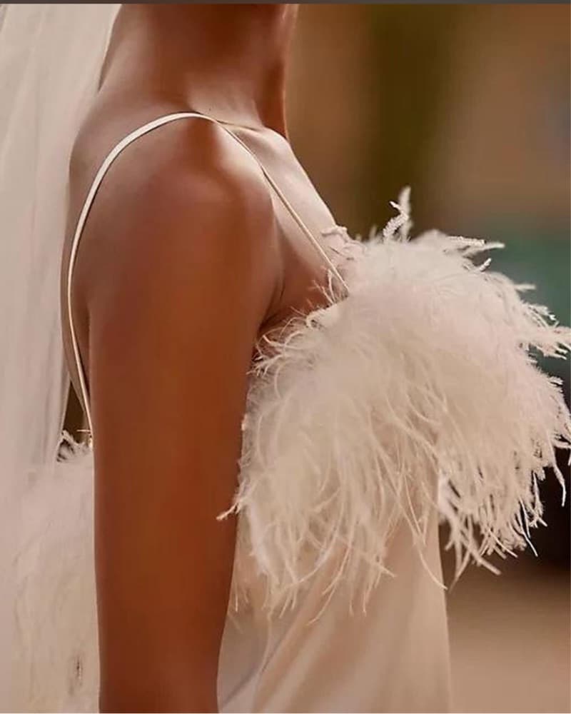Anthropologie Faux Feather Trim Chemise  - Image 2