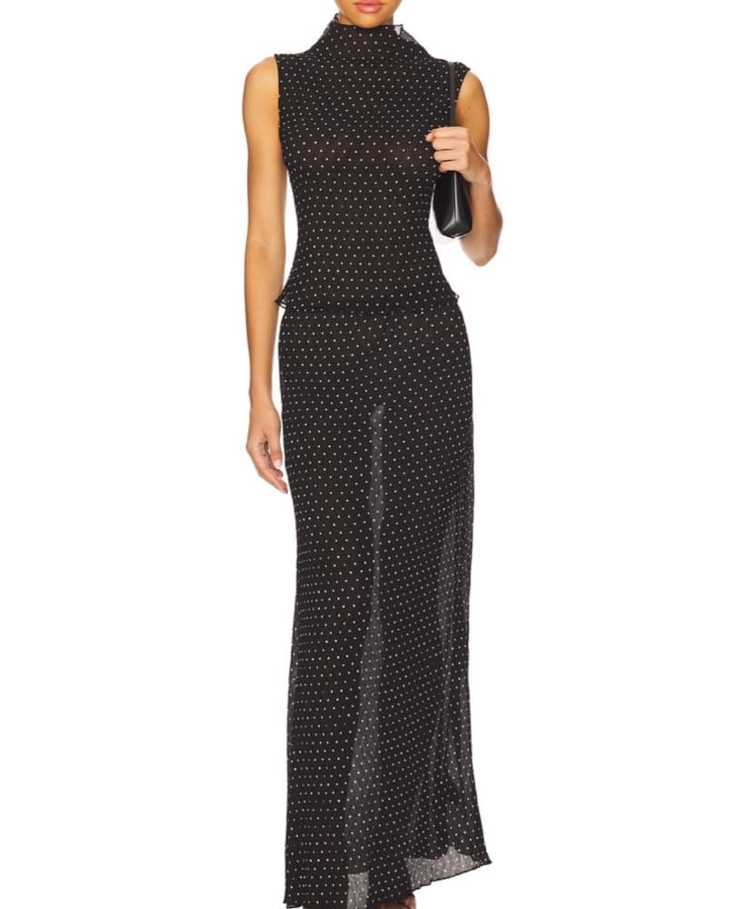Sheer Polka Dot Top & Skirt Set - Image 1