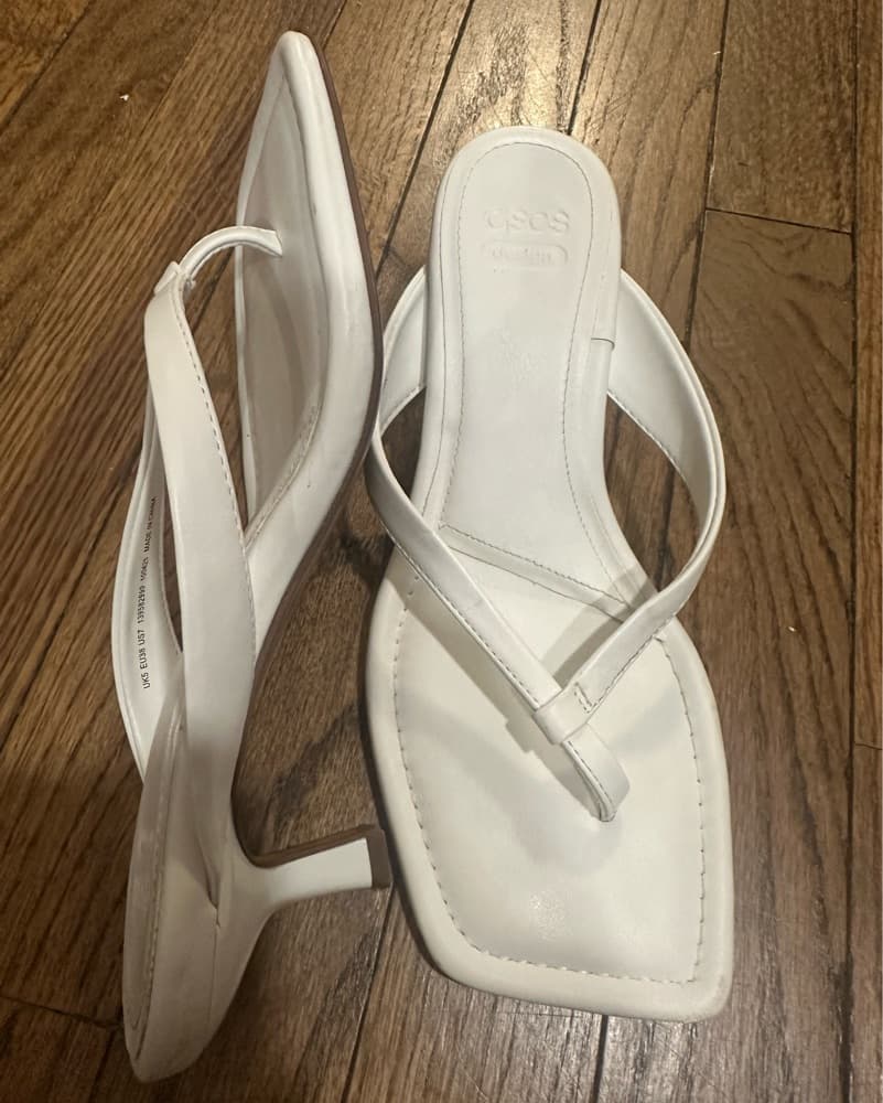 White Leather Sandals With Heel  - Image 3