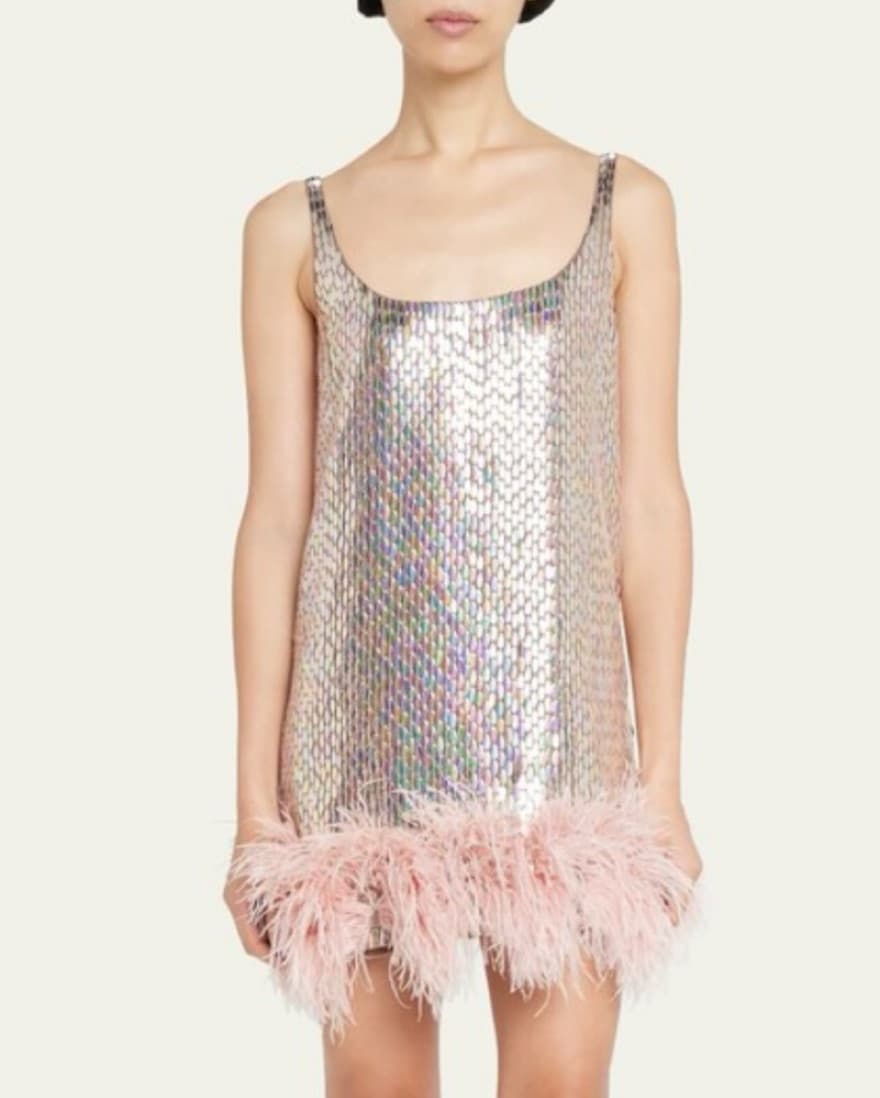 Alexis Iridescent Mini Dress Feathers - Image 1