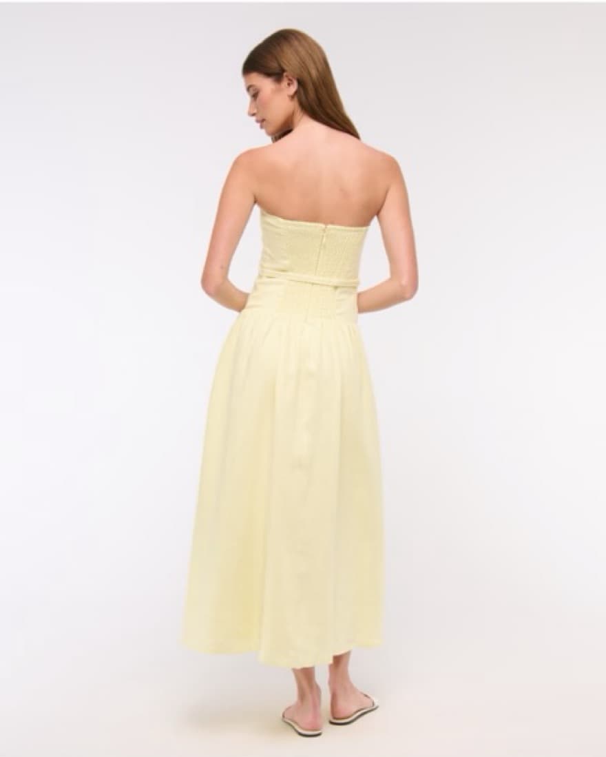 Elegant Strapless Yellow Midi Dress - Image 5