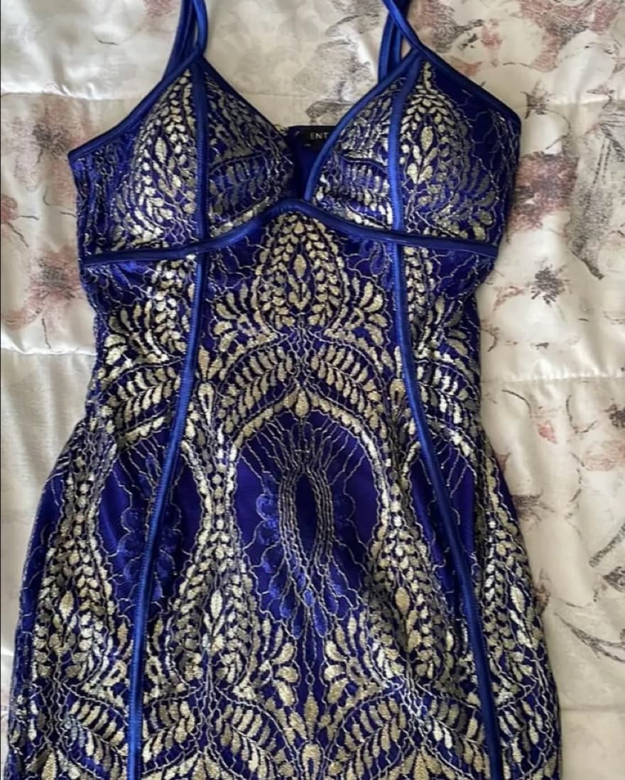 Royal Blie & Gold Dress  - Image 1