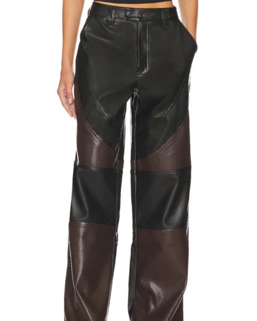 Revolve Brown & Black Leather Pants - Image 1