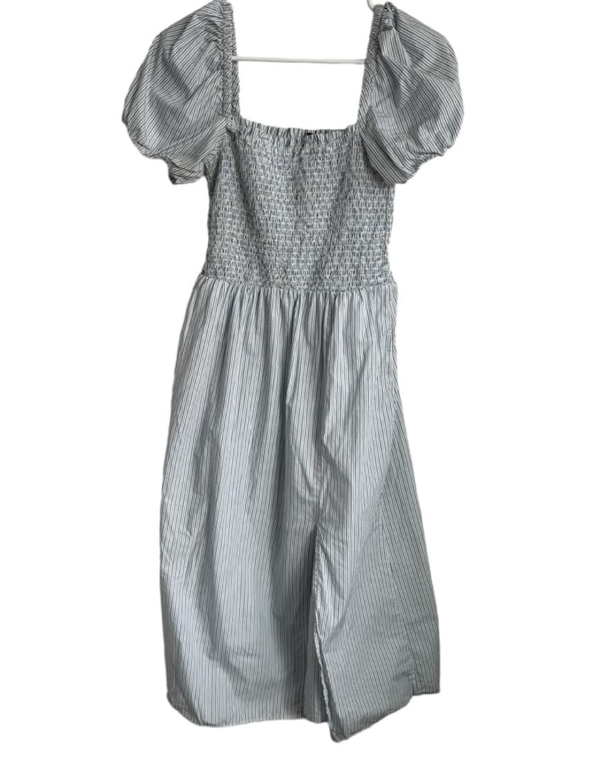 White Smocked Cotton Midi Dress - Image 4