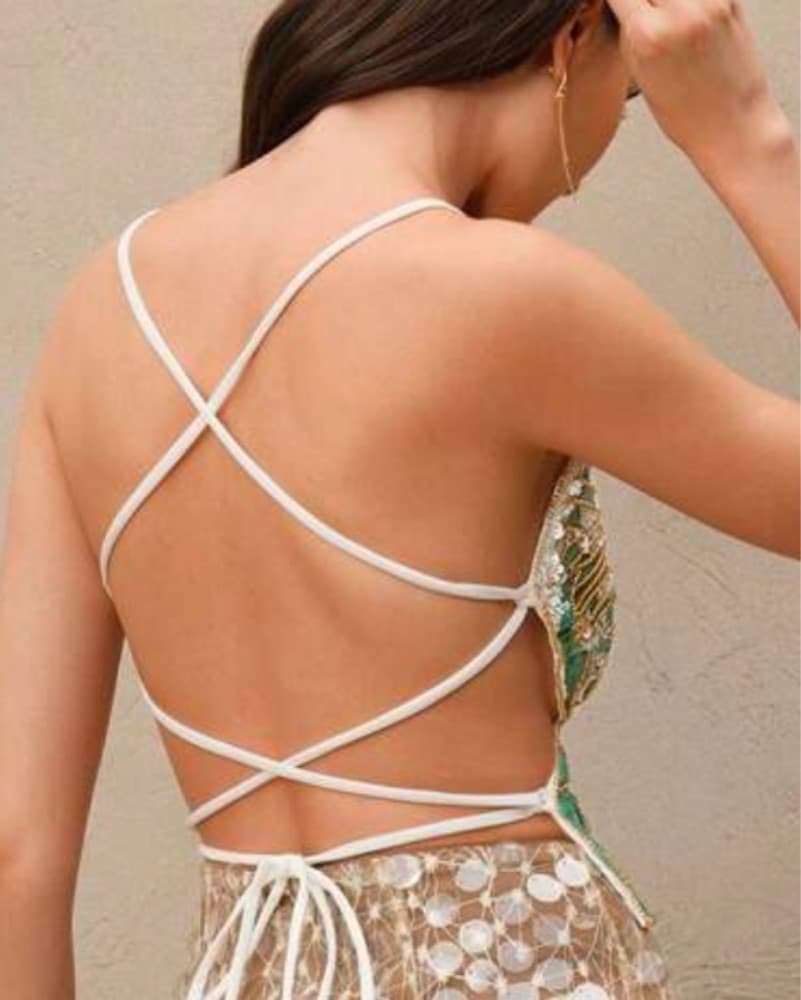 Butterfly Sequin Embellished Halter Top - Image 2
