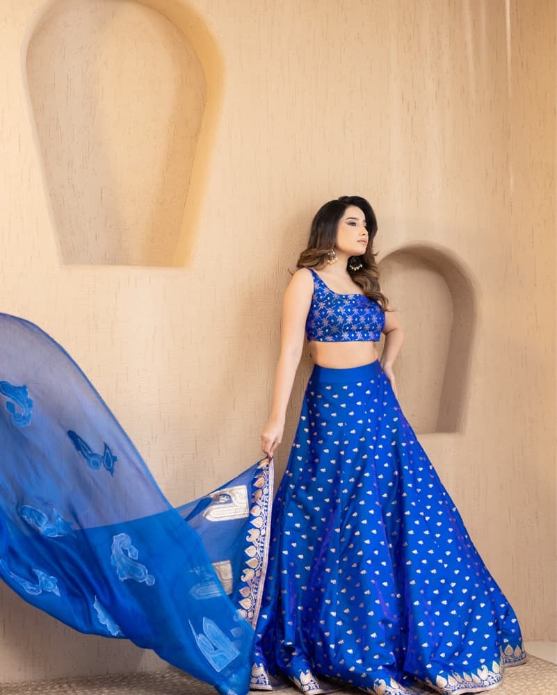 Blue Banarsi Lehenga XS-M - Image 1