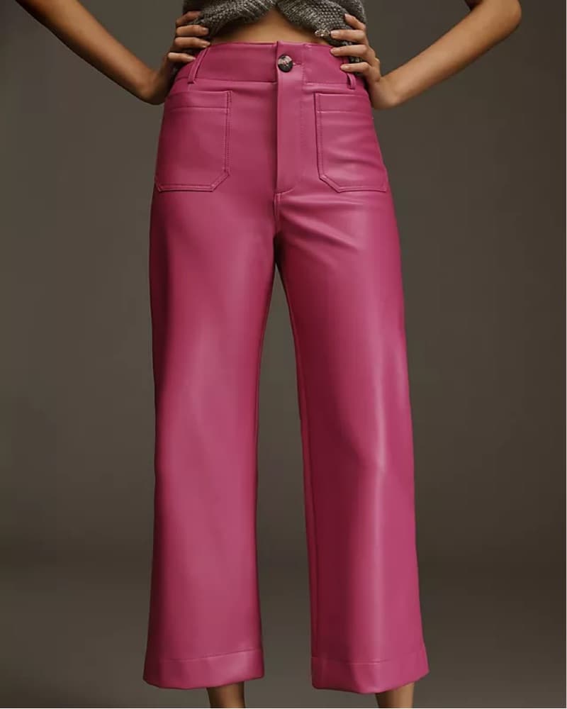 Anthro Colette Pink Faux Leather Pants - Image 1