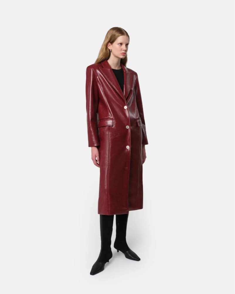 Apparis Burgundy Faux Leather Coat - Image 1