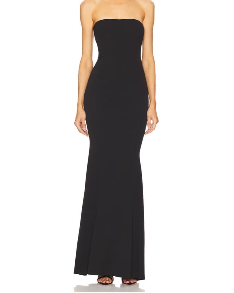 Sleek Strapless Black Maxi Dress - Image 1