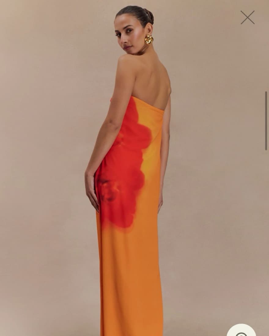Amaya Strapless Maxi: Koi Orchid Print - Image 2