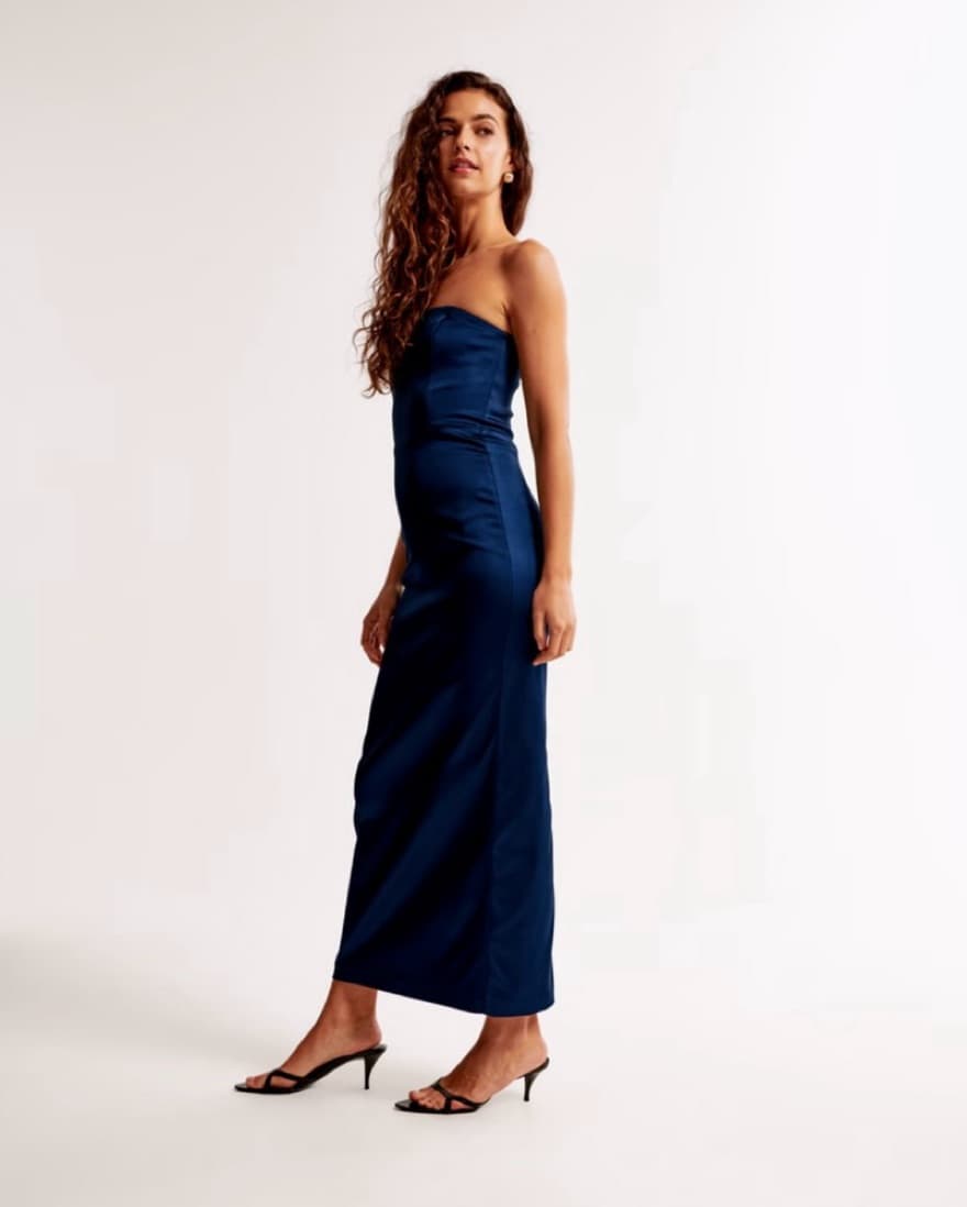 Abercrombie Strapless Satin Maxi Dress - Image 3
