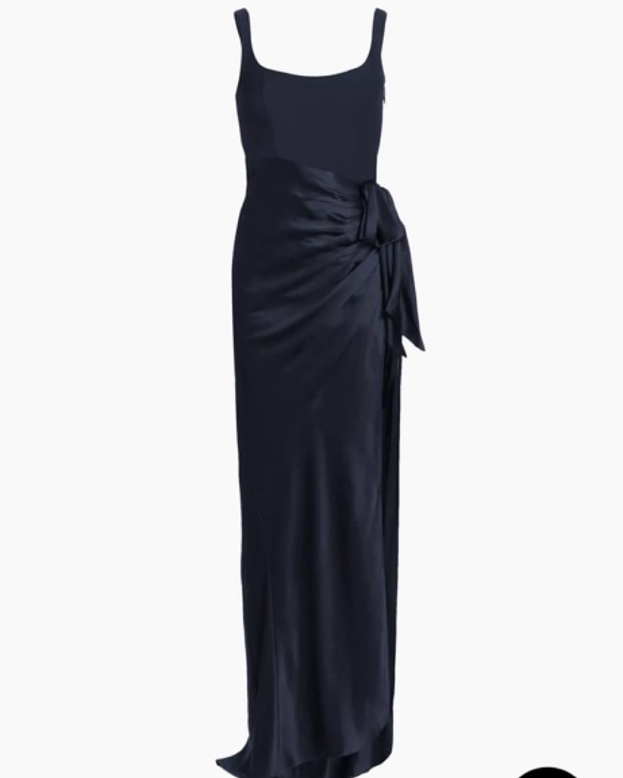 Cinq à Sept Marian Draped Navy Gowna - Image 1