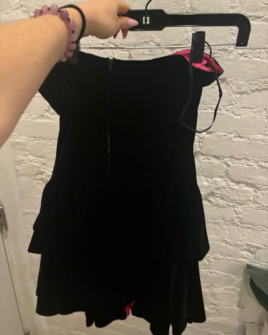 Black Dress With Rose & Ruffles - Image 3