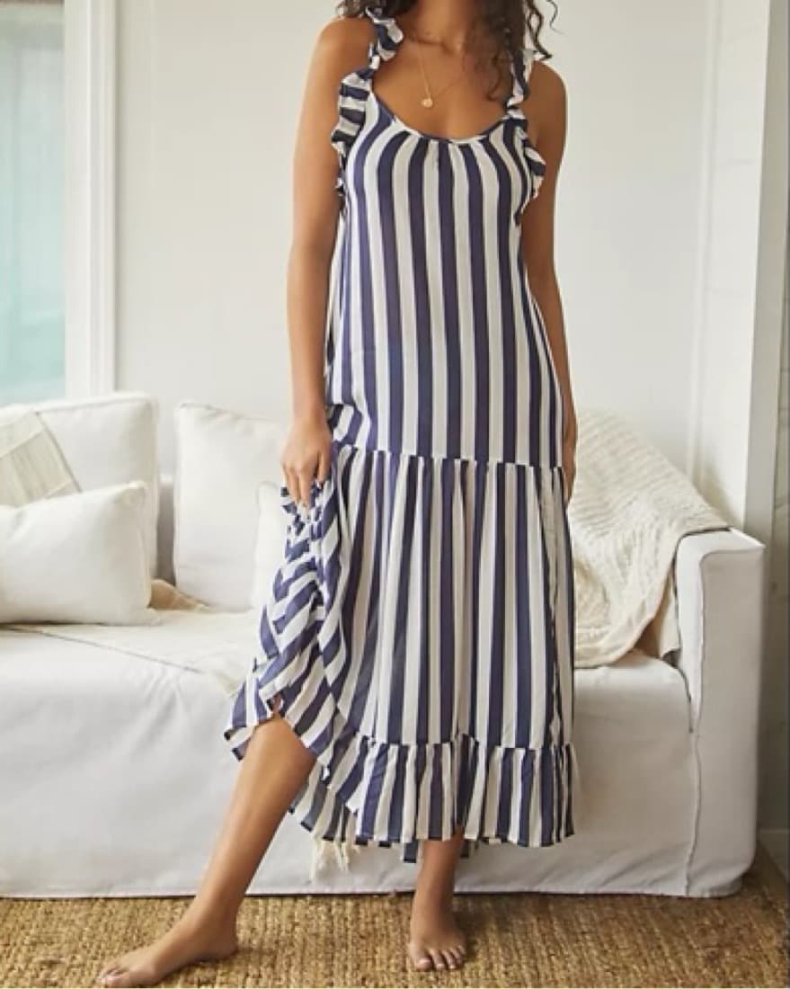 Maeve Striped Ruffle Cover Up Dress  - Image 1