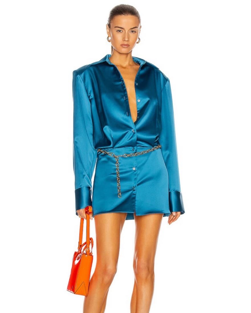 THE ATTICO Silk Chemisier Lagoon Dress - Image 5