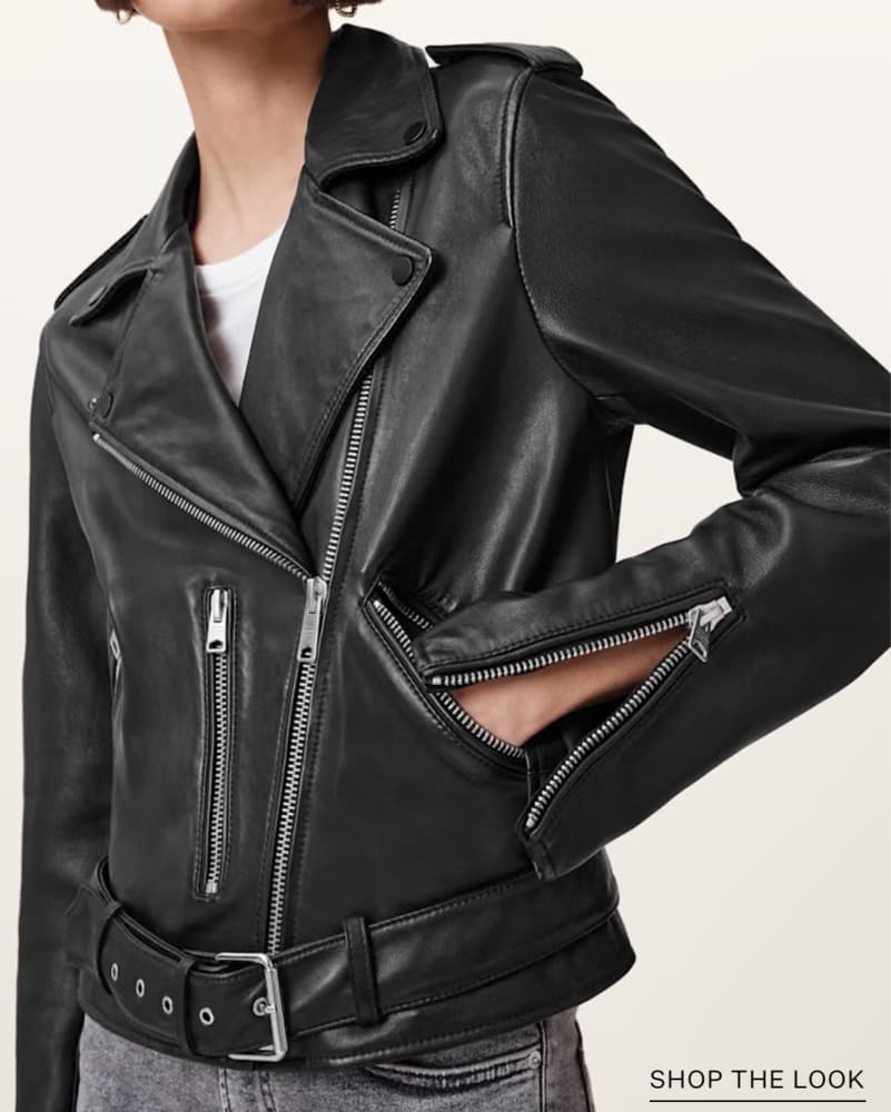 Allsaints Biker Leather Jacket Size 4 - Image 2