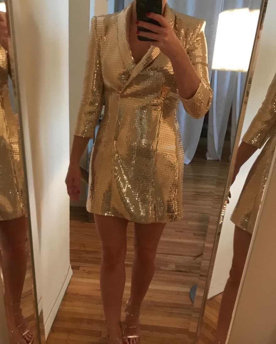 Gold Metallic Zara Blazer Dress - Image 1