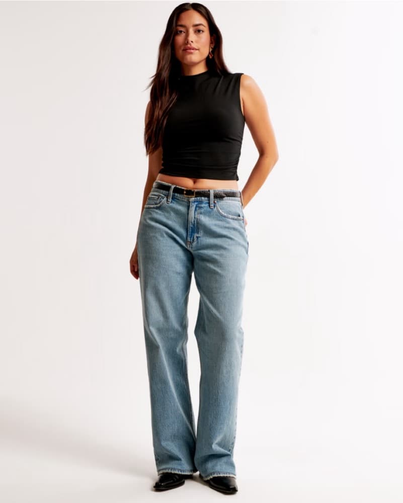 A&F Curve Love Low Rise Baggy Jean  - Image 1