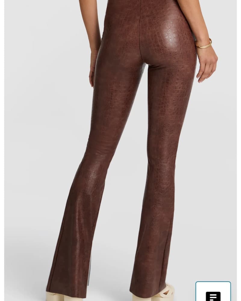 Burgundy/brown Faux Croc Leather Pants  - Image 3