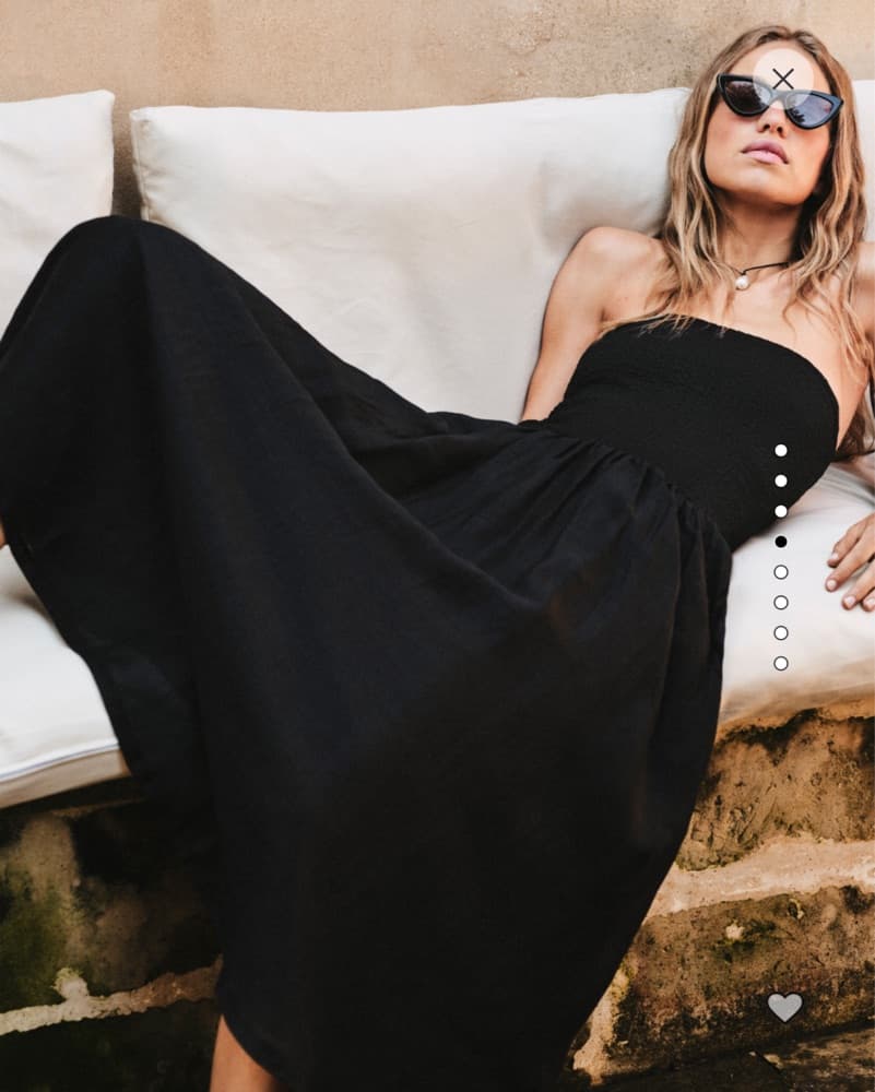 JCrew Strapless Smocked Black Midi Dress - Image 4