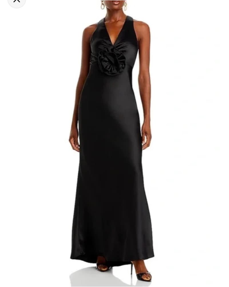 Aqua Satin Open Back Gown - Image 1