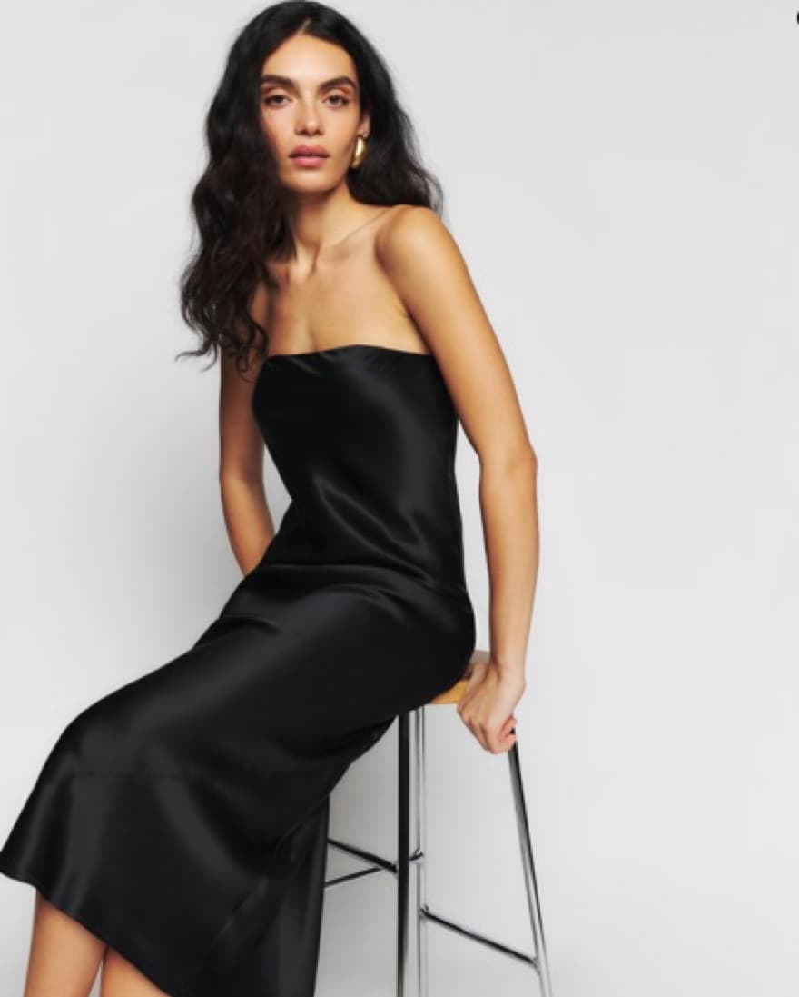 Reformation Joana Strapless Silk Dress  - Image 3