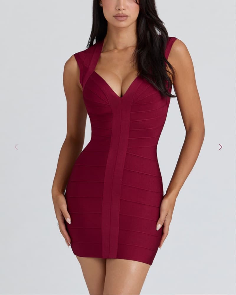 Vibrant Red Bodycon Mini Dress - Image 1