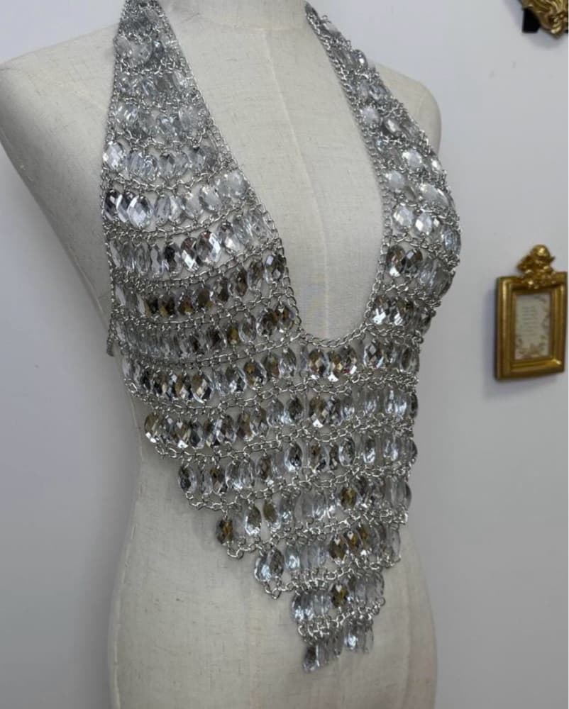 Handmade Crystal Beaded Top - Image 3