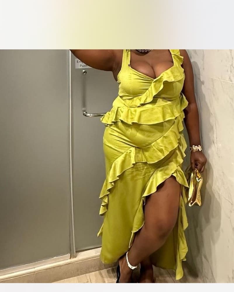 Striking Ruffled Yellow Maxi Dress - Image 2