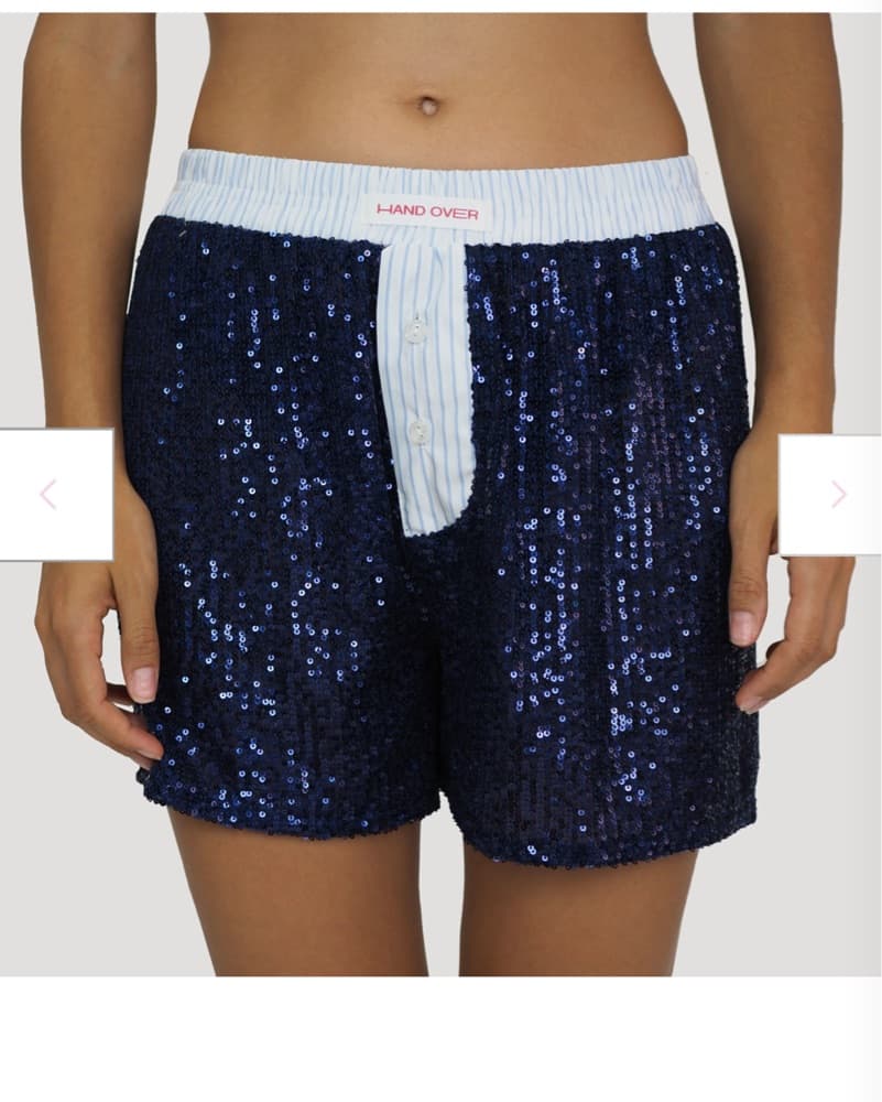 Handover Navy Sequin Glitter Shorts - Image 4