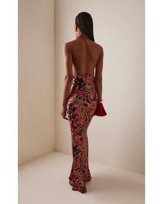 Vibrant Patterned Halter Gown - Image 2