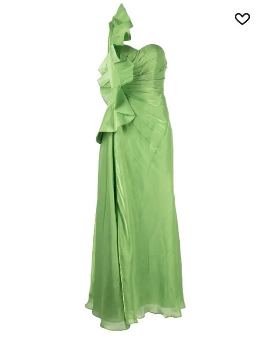 Green One Shoulder Leaf Gown - Image 2