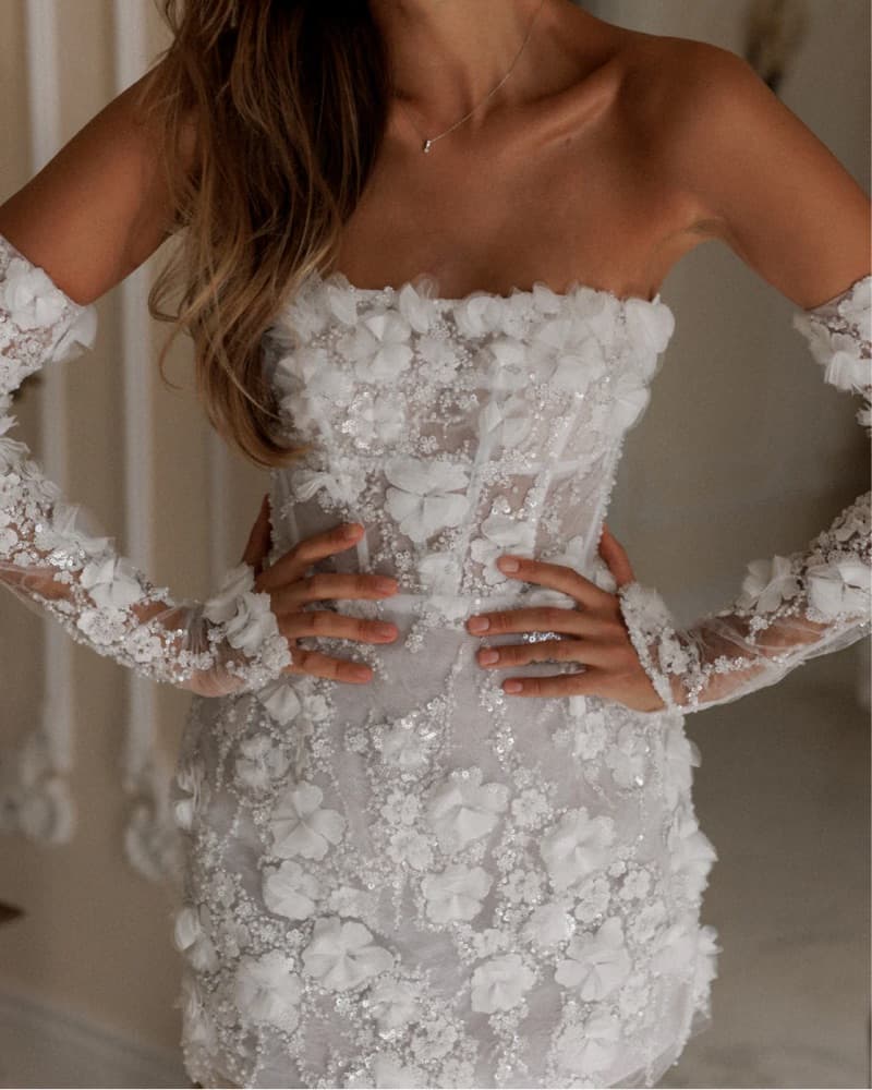 White Bridal Lace Cocktail Dress - Image 2
