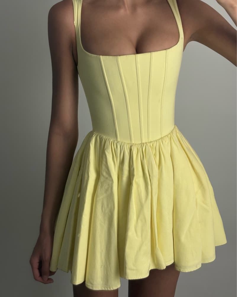 Annies Ibiza Yellow Mini Dress - Image 1