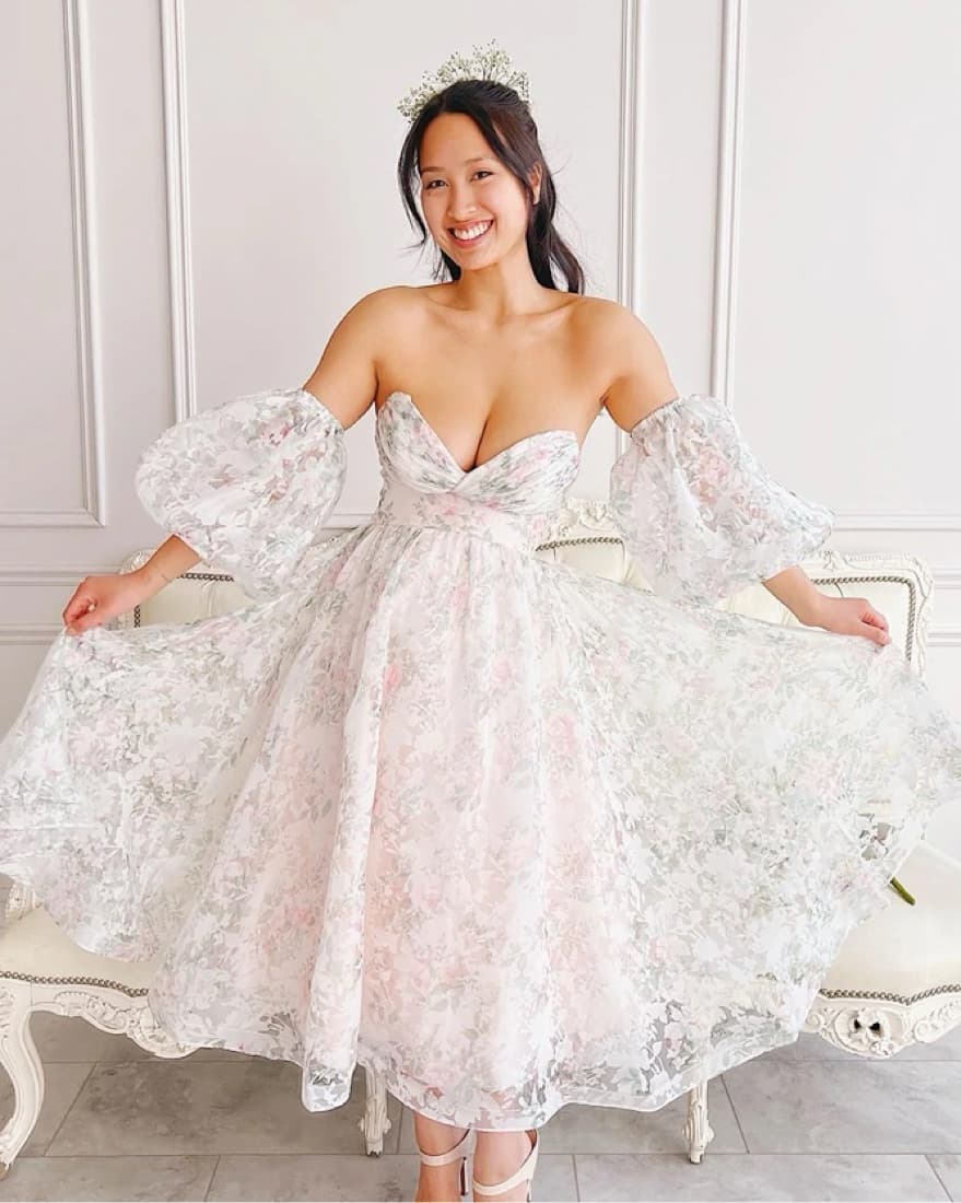 Midi Floral Gown With Sparkly Lining - Image 5
