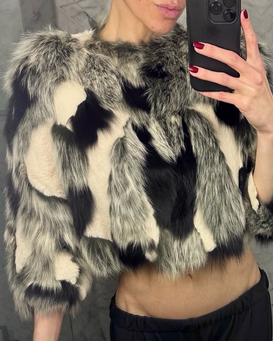 Crop Fur Evening Jacket - Image 2