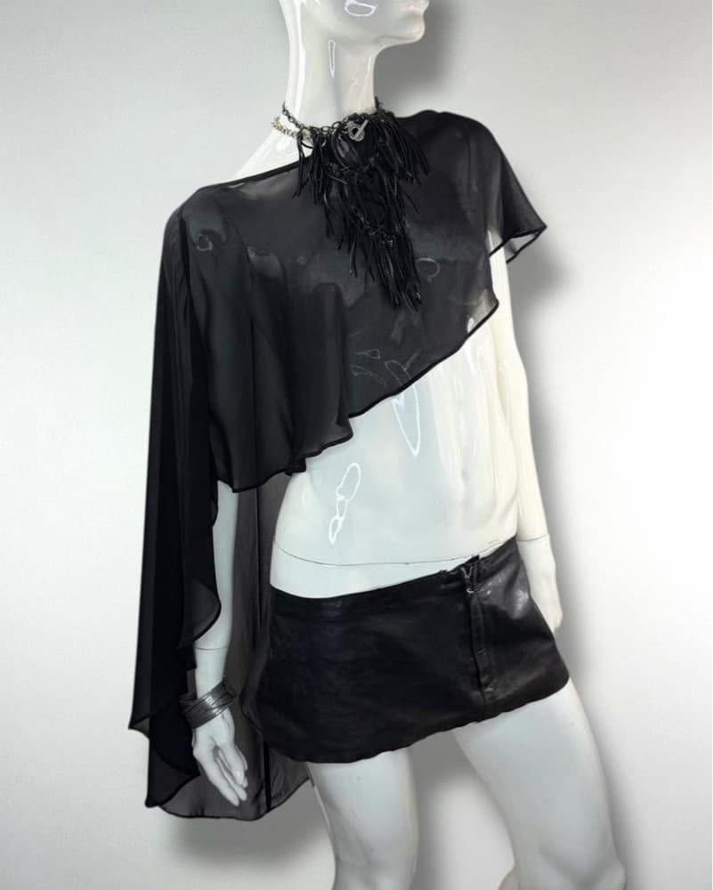 Black Sheer Vintage Poncho  - Image 5