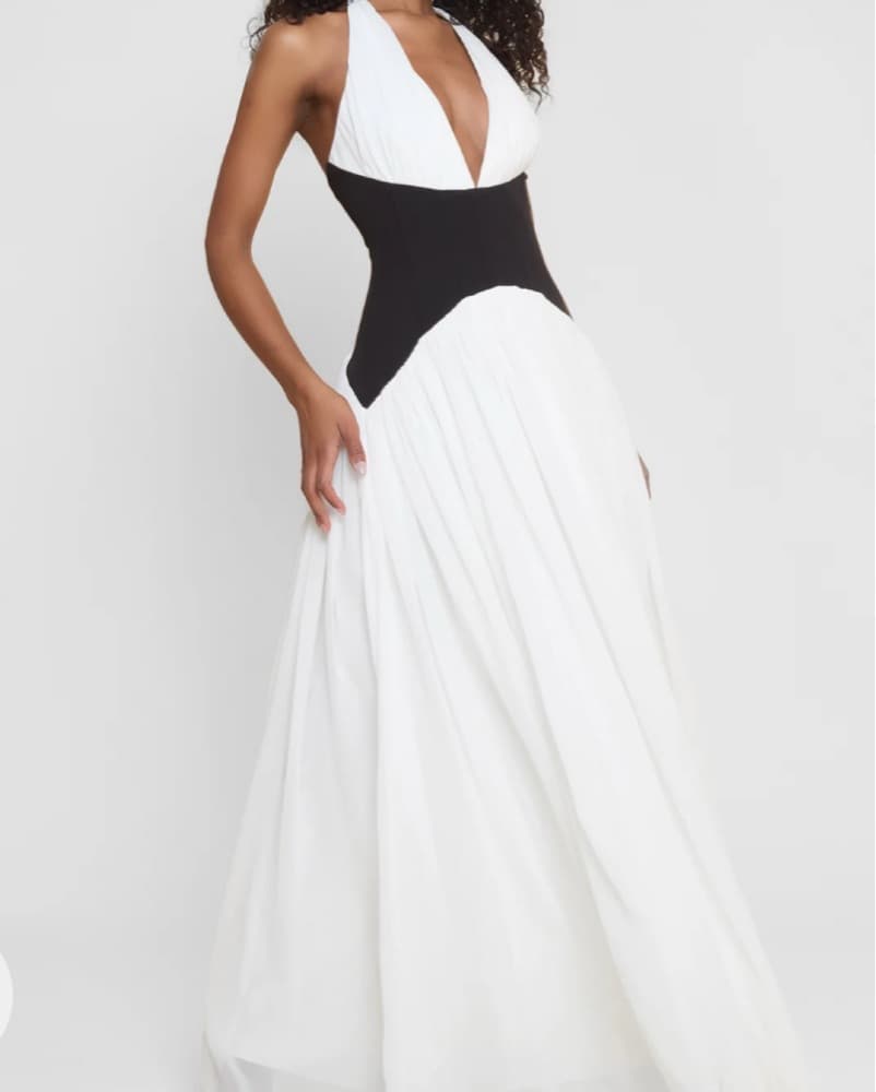 HARLOWE CONTRAST CORSET MAXI DRESS - WHI - Image 2