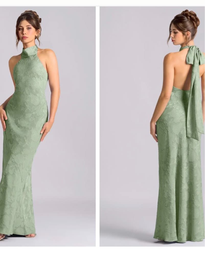 Dusty Sage Bridesmaid Dress Formal Gown - Image 3