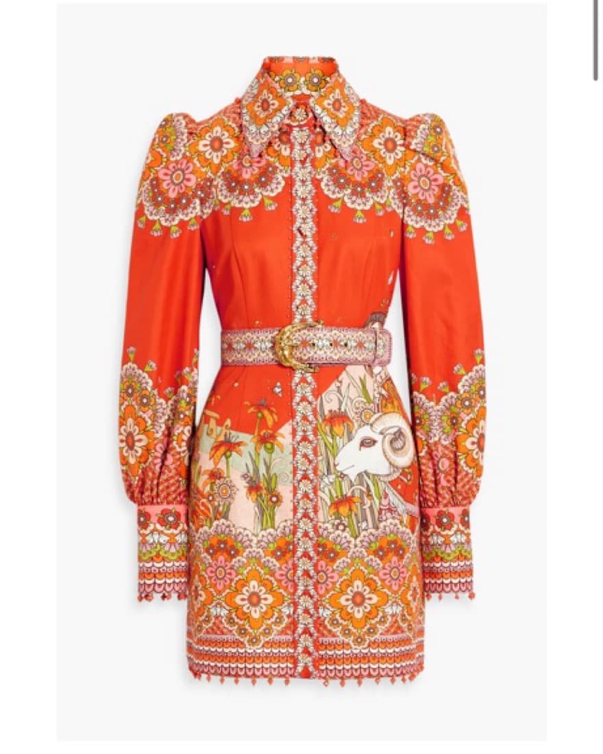 Zimmerman Orange Embelished Belted Dress - Image 1